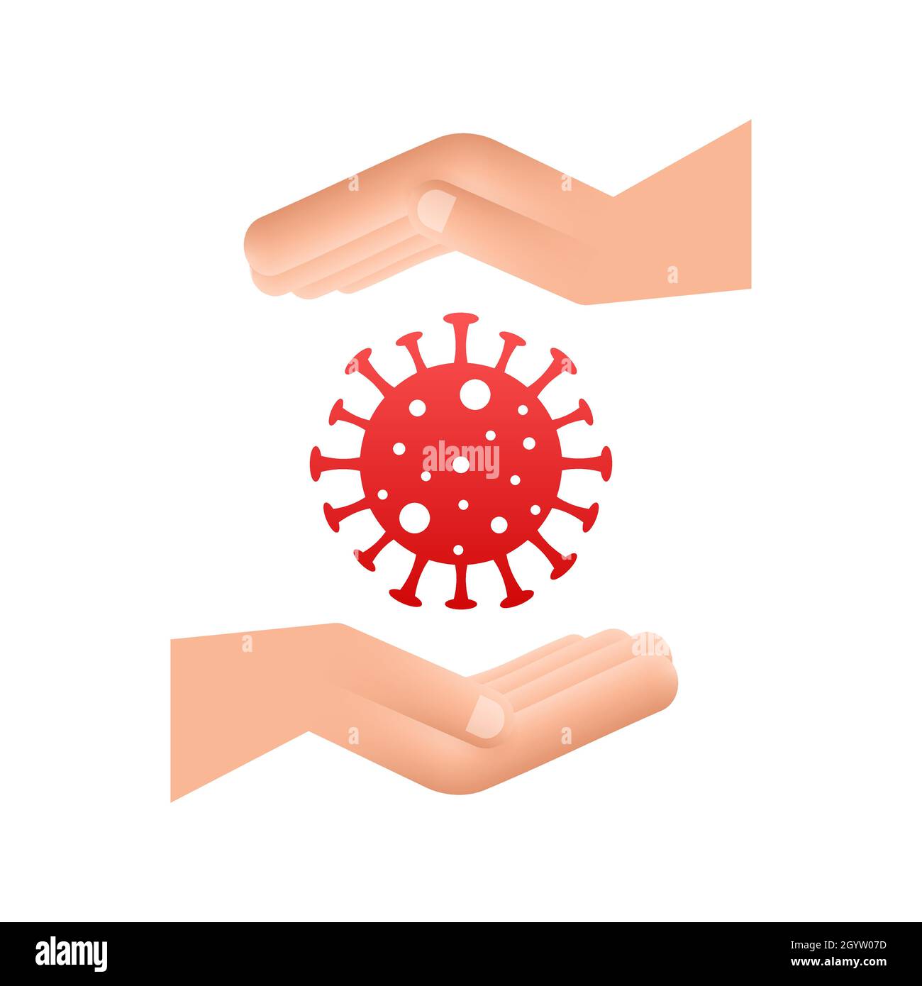 Sign caution coronavirus in hands. Coronavirus danger and public health ...