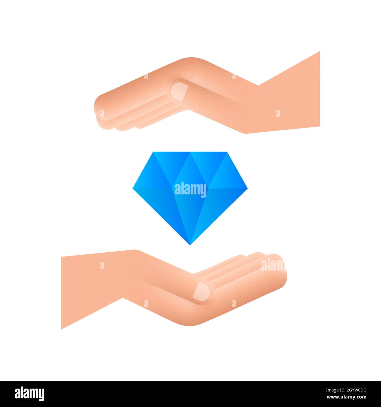 Diamond with hand icon design. Diamond with hand icon in trendy flat ...