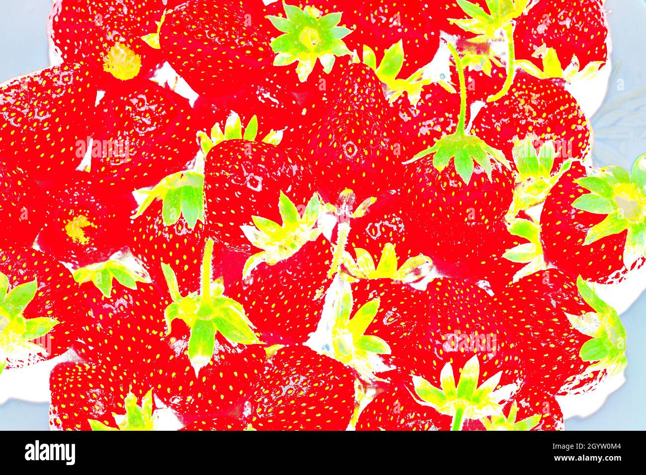 Psychedelic Strawberry Background . Pretty bright red berries Stock