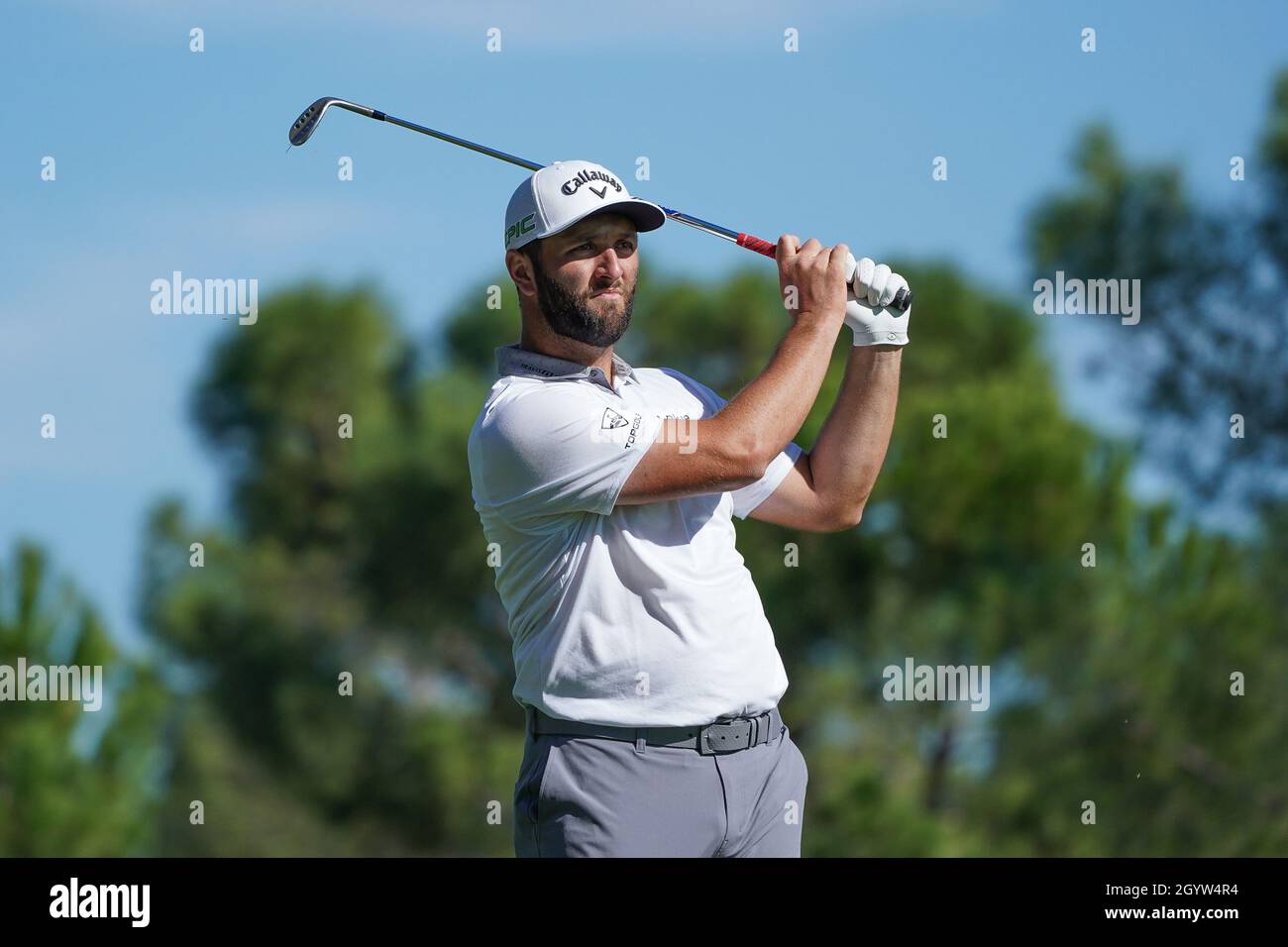 Madrid, Spain. 09th Oct, 2021. Jon Rahm of Spain plays on the second green during Day Three of The Open de Espana at Club de Campo Villa de Madrid. Credit: SOPA Images Limited/Alamy Live News Stock Photo