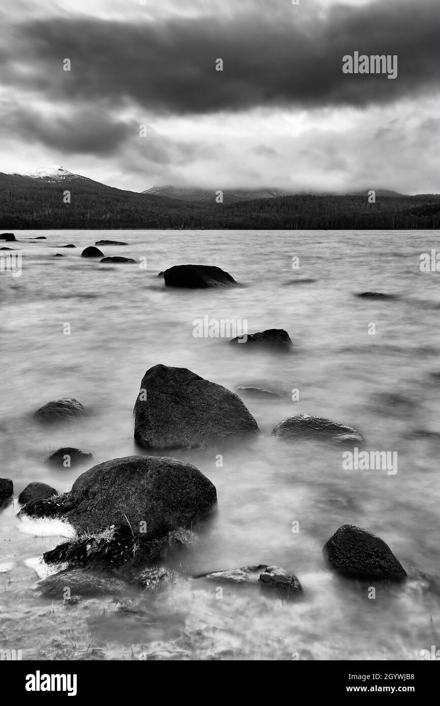 Shores of Lake St Clair in Tasmania the deepest with pristine fresh