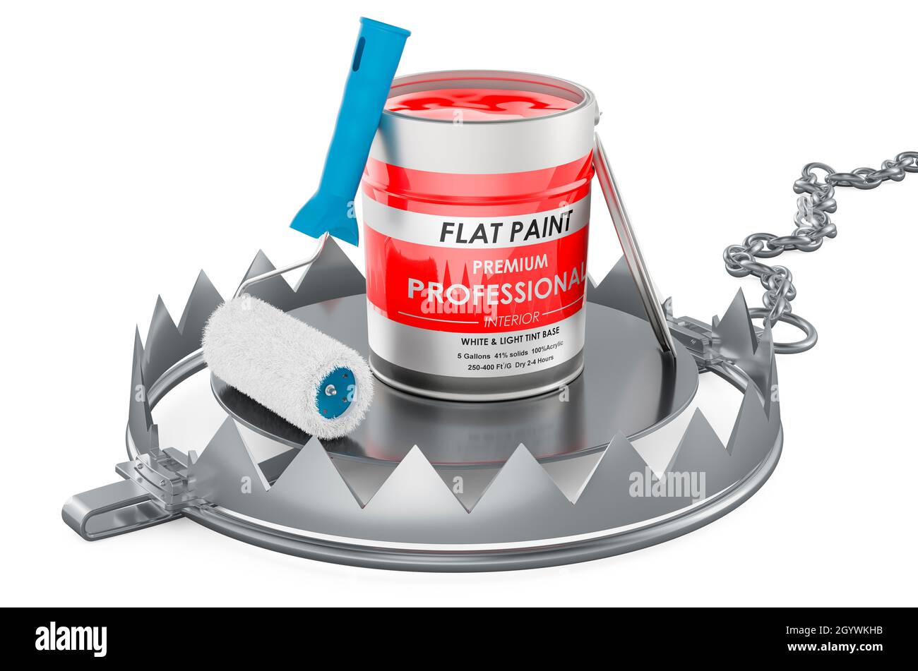 Bear Trap with paint can, 3D rendering isolated on white background ...
