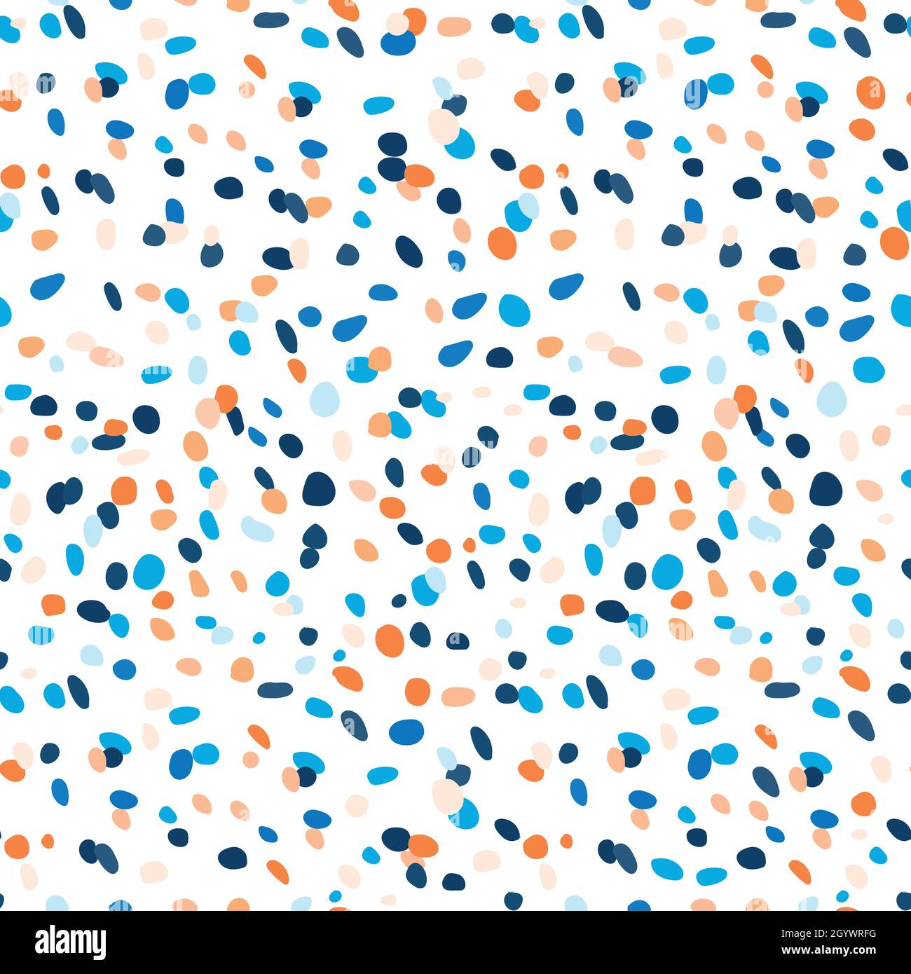 Modern festive seamless pattern on a white background. Blue and orange ...