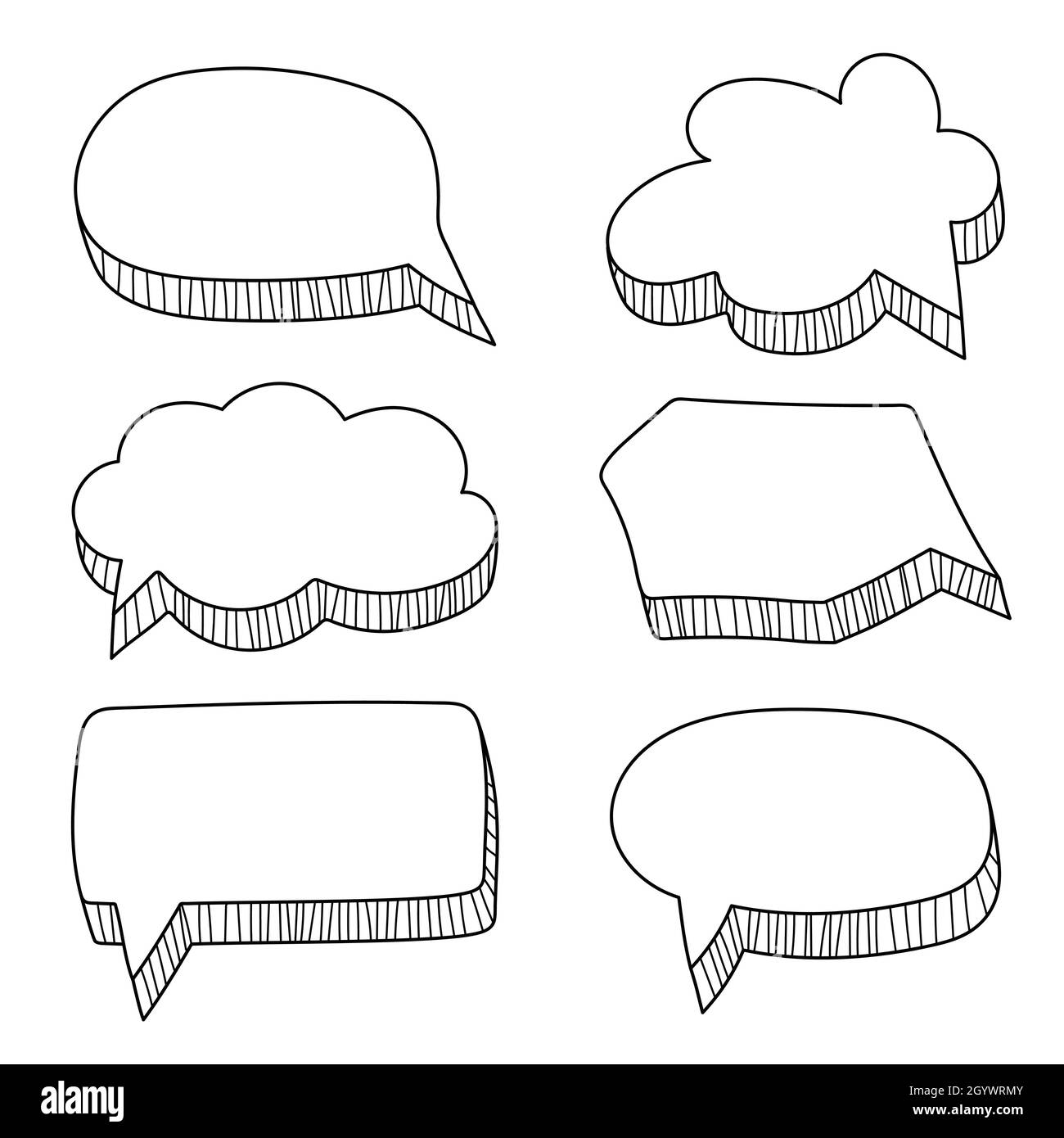 Set of Hand Drawn Comics Style Speech Bubbles on white Stock Vector ...