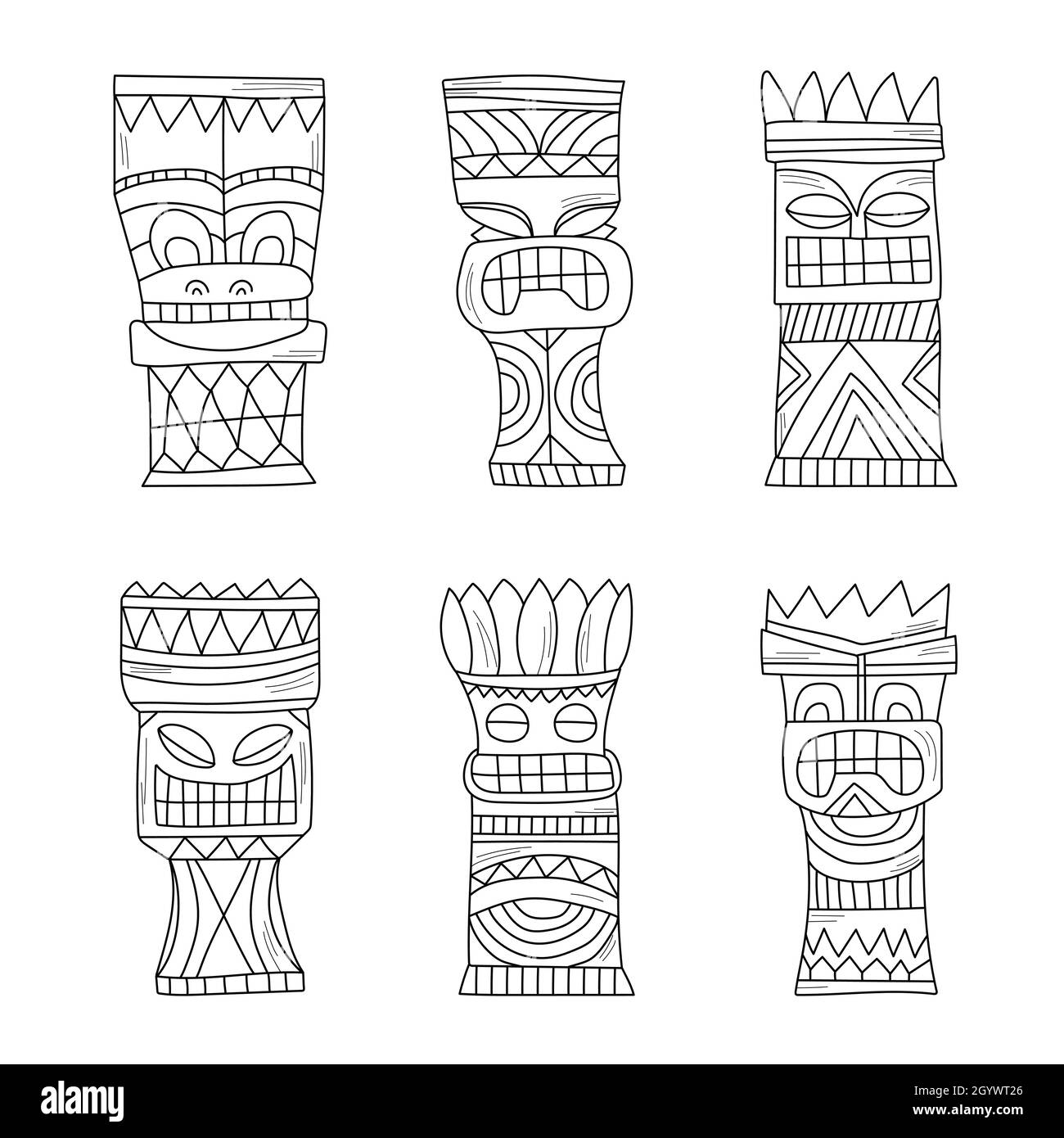 Tiki Statue Drawings