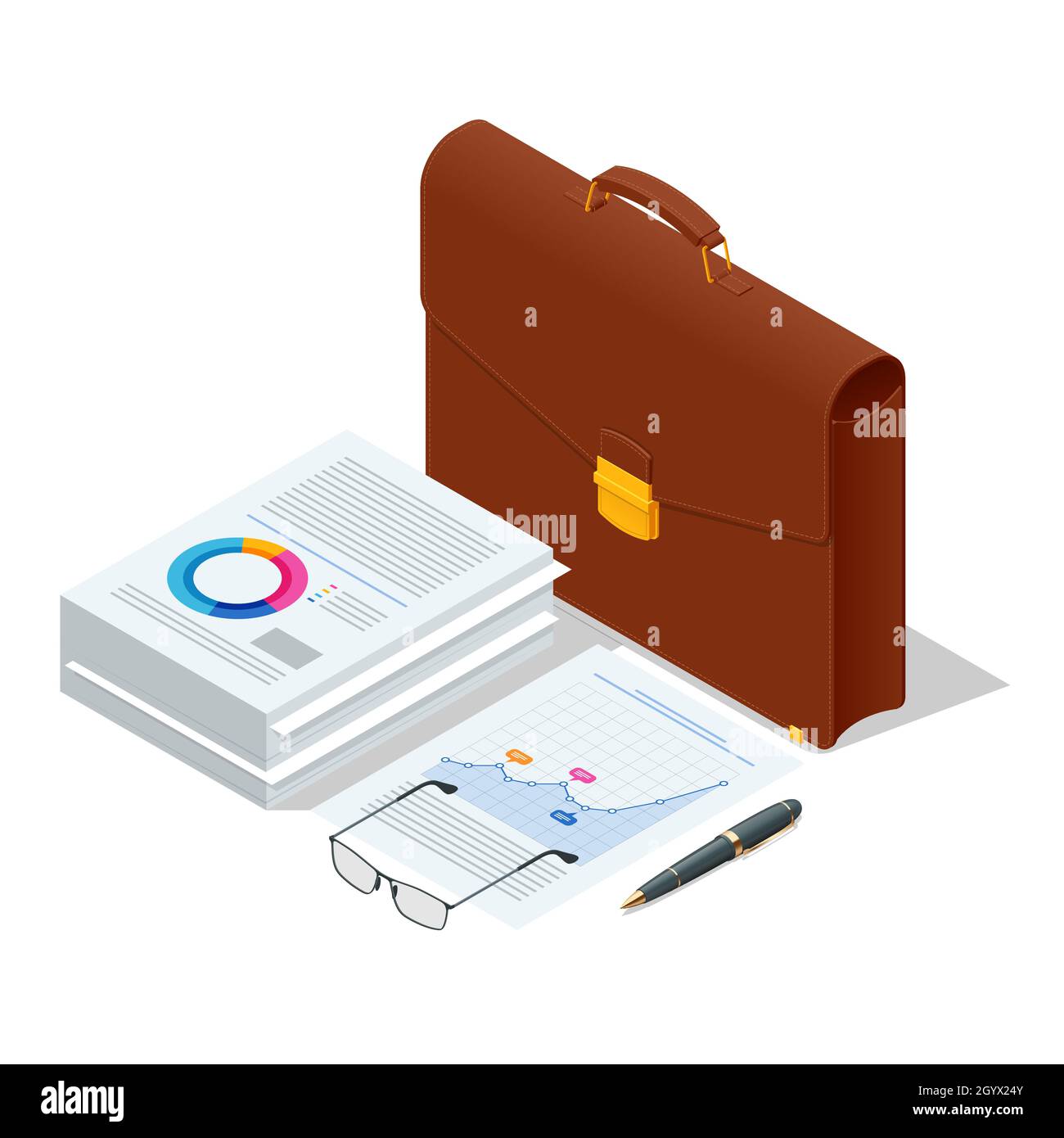 Isometric briefcase icons set on white background. Diplomat, for office ...