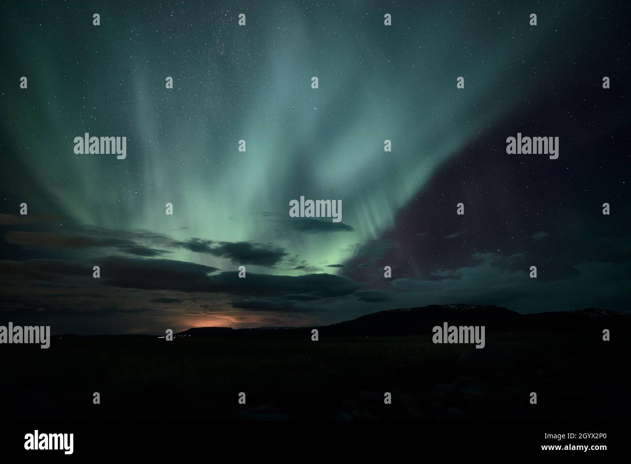October northern lights in Iceland Stock Photo Alamy