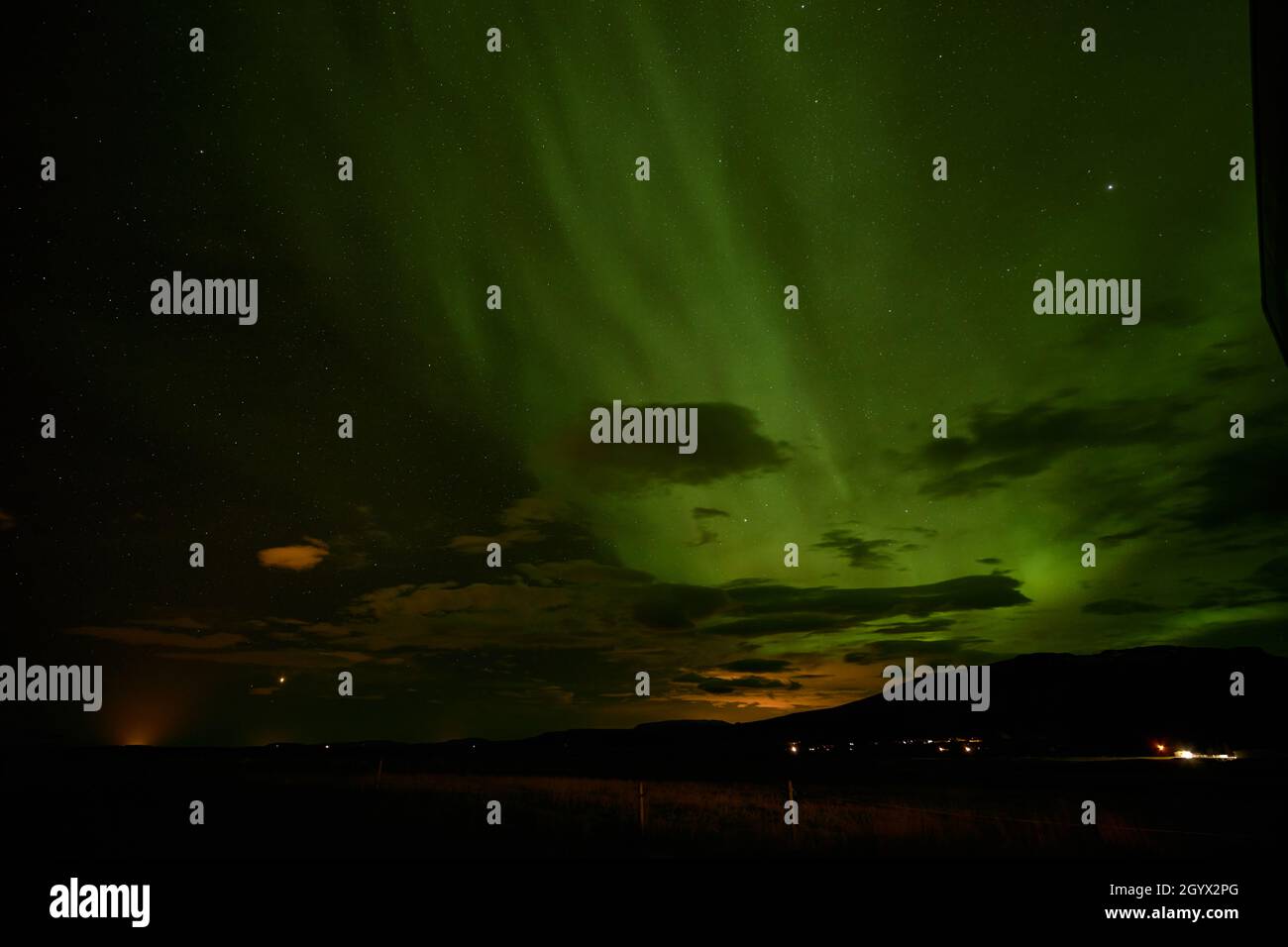 October northern lights in Iceland Stock Photo Alamy