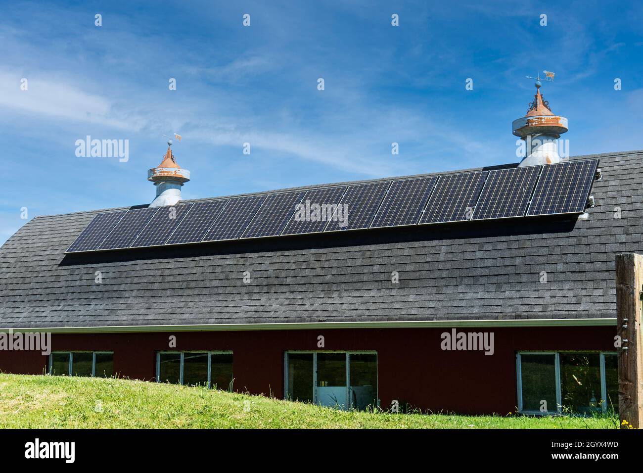 Solar Panels on the Roof of a Barn Stock Photo - Alamy