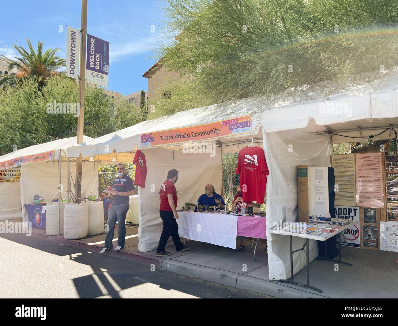 Tucson Atheist Community booth at the annual festival.  Stock Photo