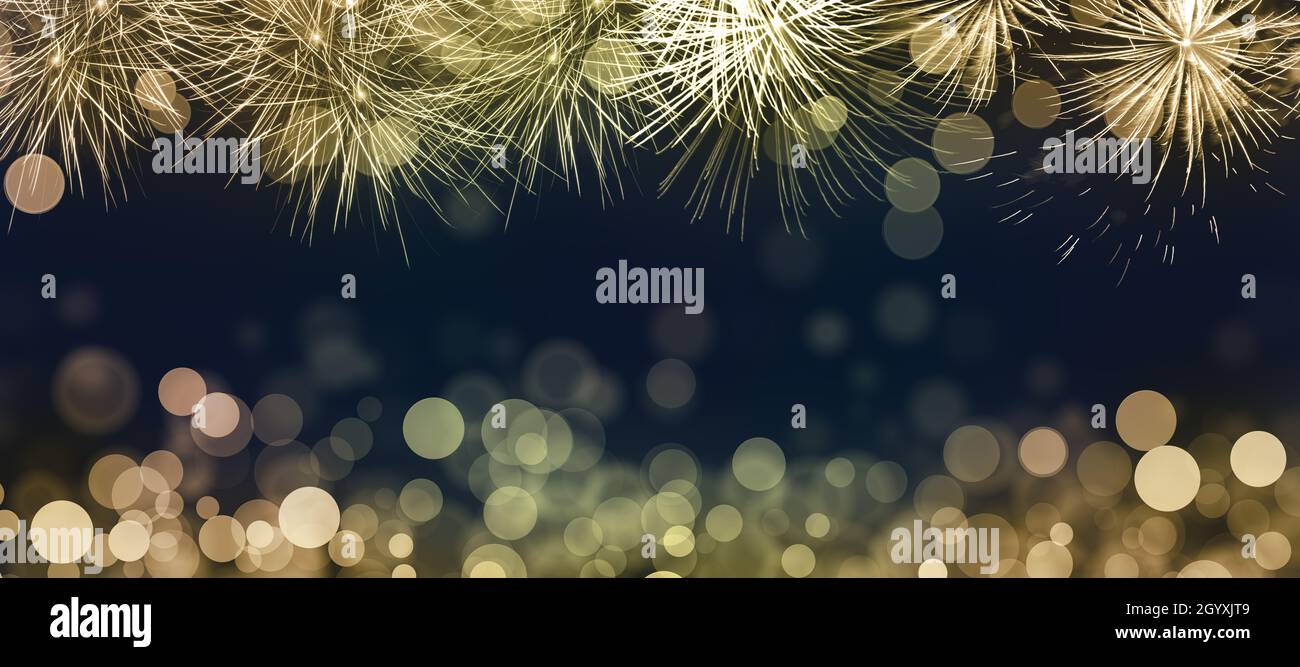 Abstract background for Christmas, New Year, Holiday. Golden Fireworks ...