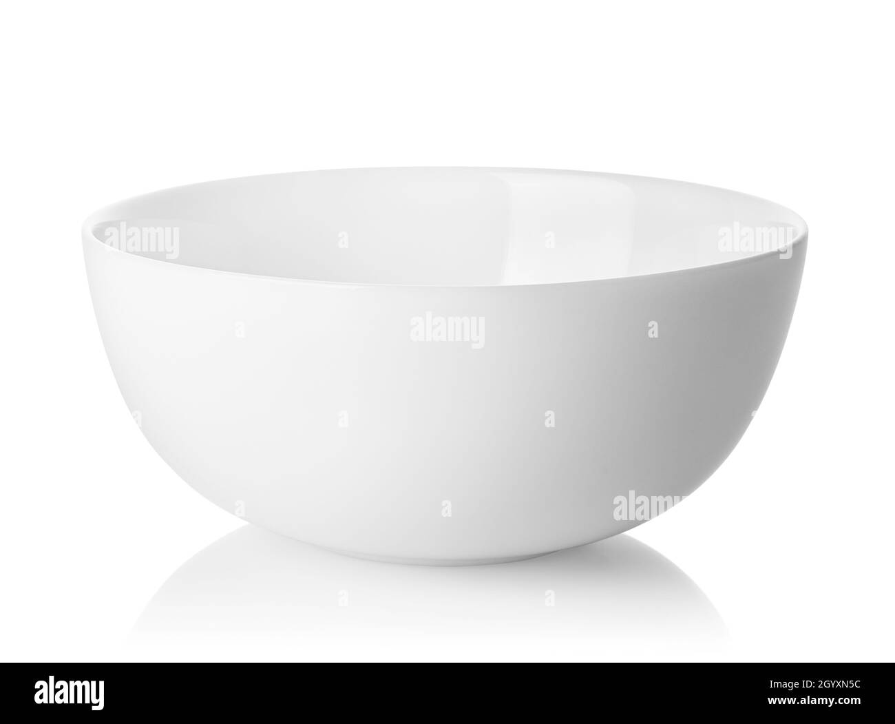 clean empty white ceramic bowl isolated with clipping path Stock Photo