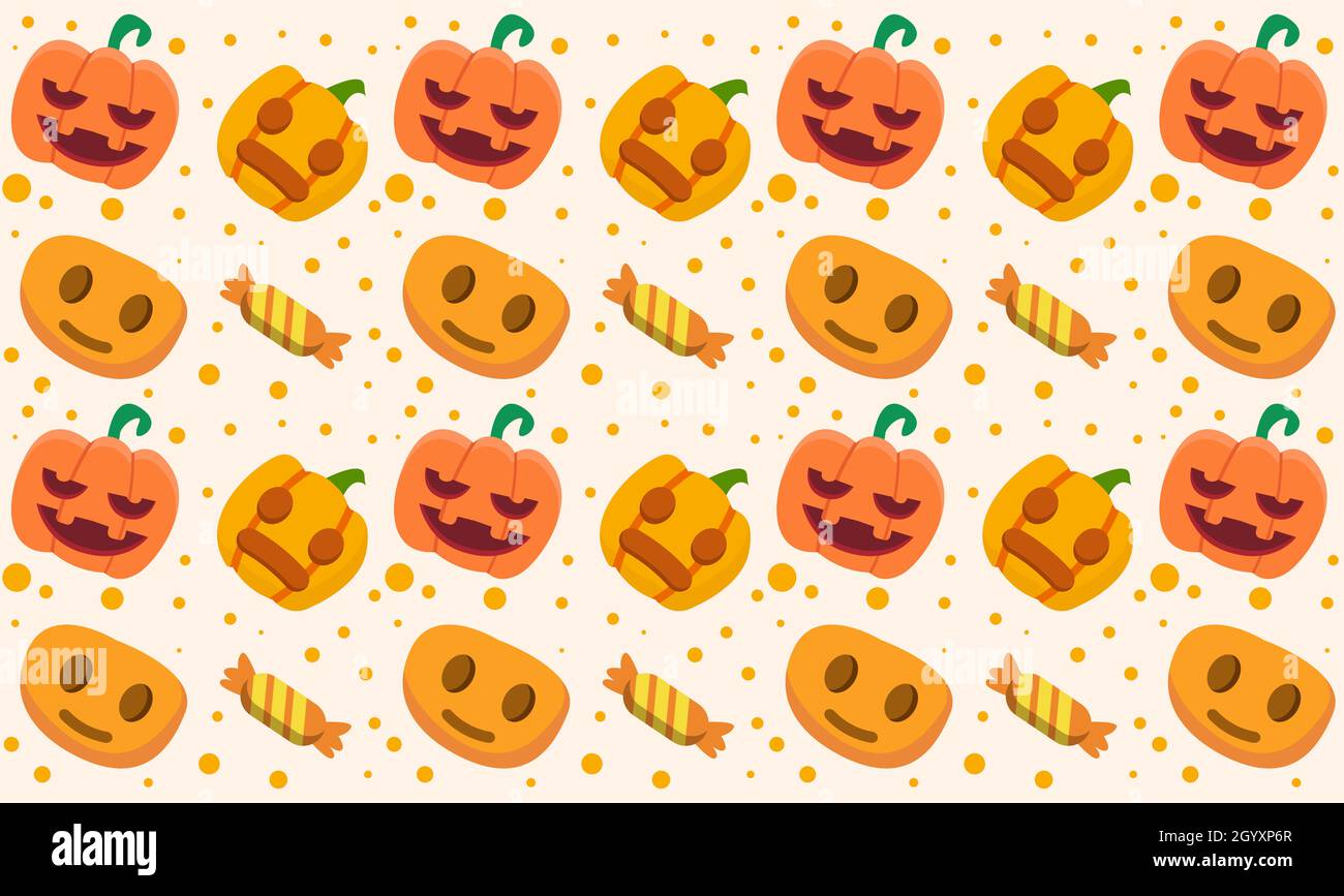 halloween pattern with pumpkins and candy Stock Vector