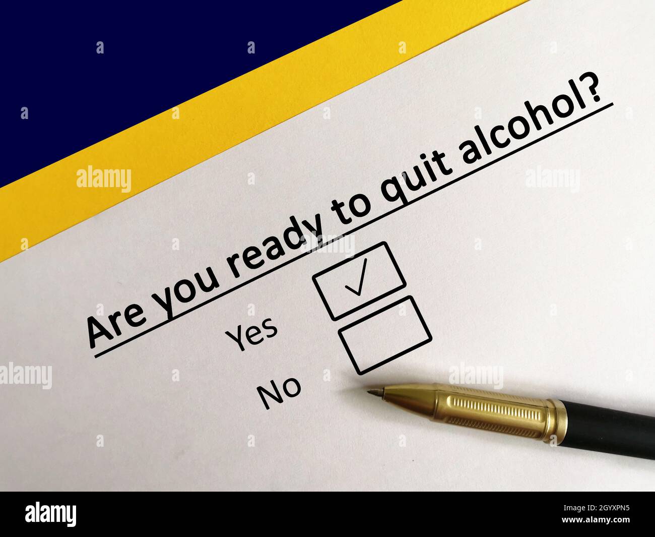 One person is answering question about alcohol abstinence. The person