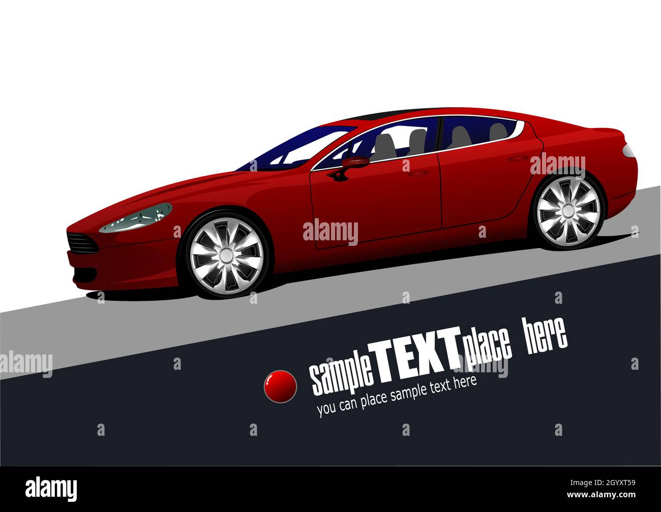 Red car sedan on the road. Vector Abstract 3d illustration Stock Vector ...