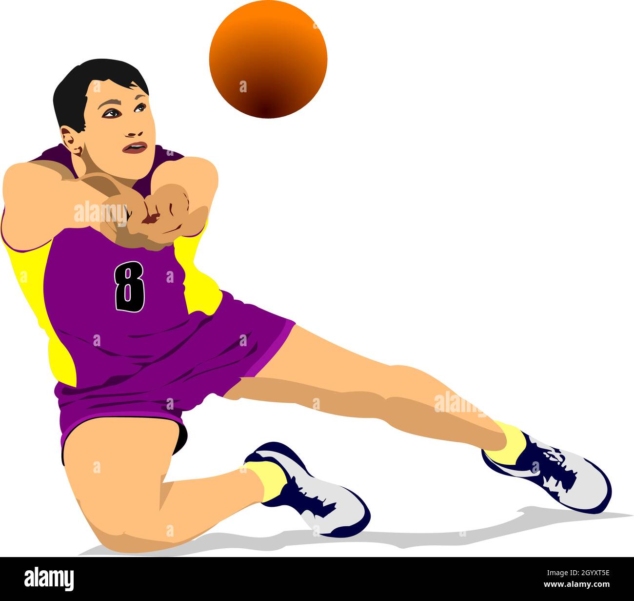 Male professional volleyball player isolated on white. 3d vector color