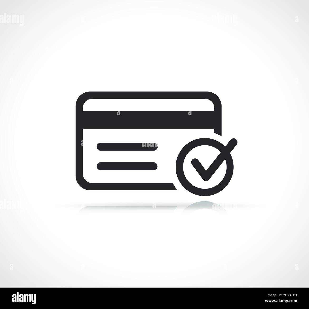 credit card with checkmark thin line icon Stock Vector