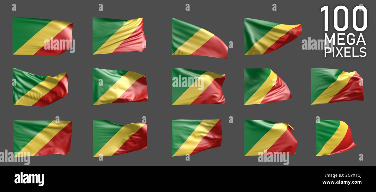 Congo flag isolated - different realistic renders of the waving flag on ...