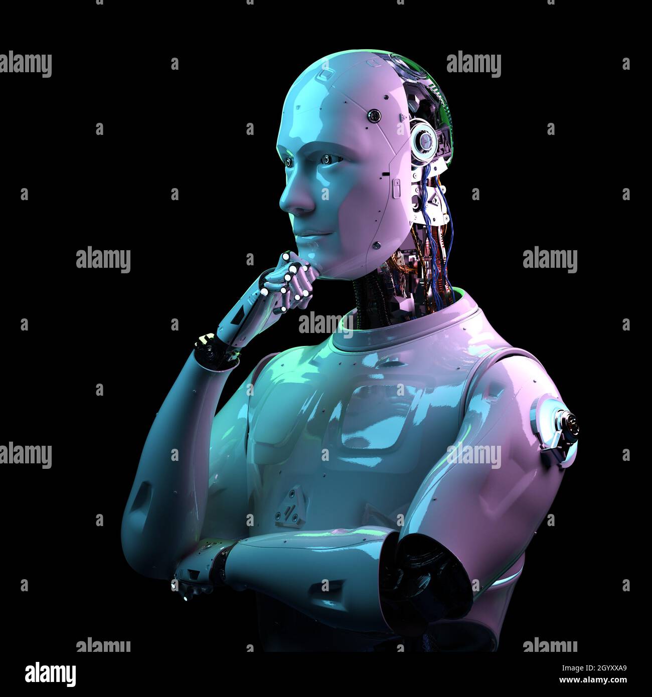 3d rendering ai robot computing or analyzing Stock Photo - Alamy