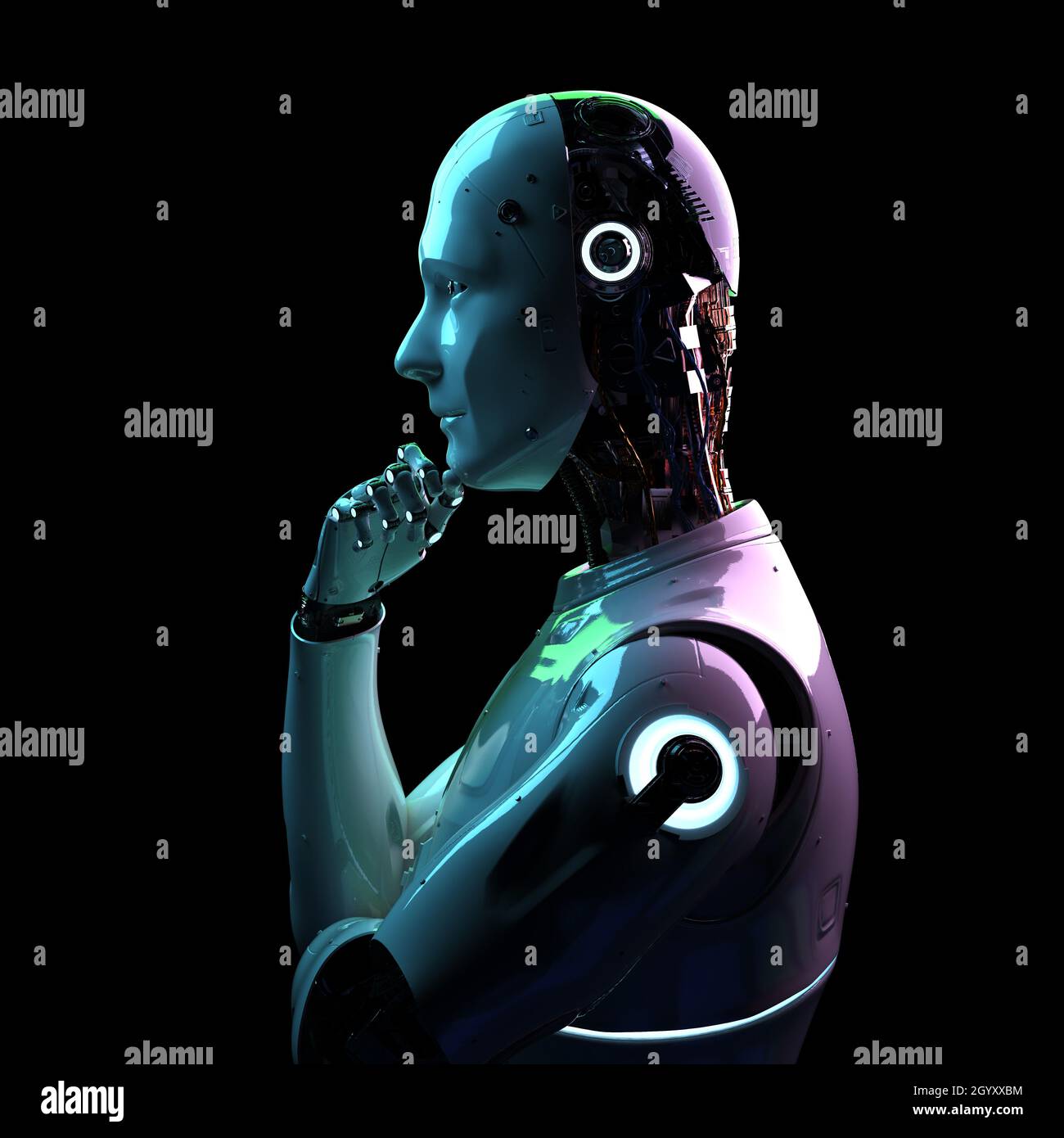 3d rendering ai robot computing or analyzing Stock Photo - Alamy