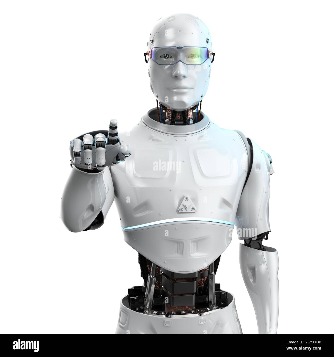 3d rendering ai robot finger point isolated on white Stock Photo - Alamy