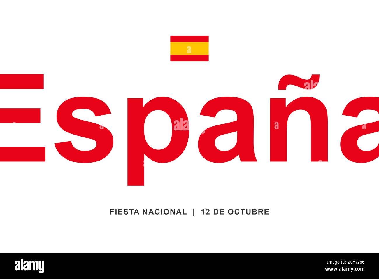 Spain National Day. Fiesta Nacional de Espana dia 12 de Octubre (Translated: The National Day of Spain on October 12). Poster, background Stock Photo