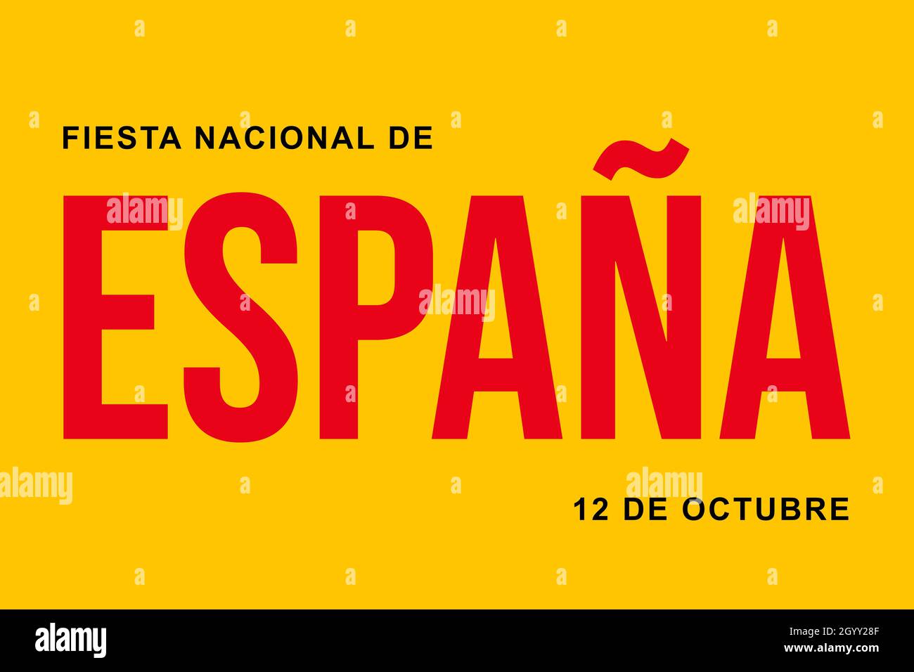 Spain National Day. Fiesta Nacional de Espana dia 12 de Octubre (Translated: The National Day of Spain on October 12). Poster, background Stock Photo