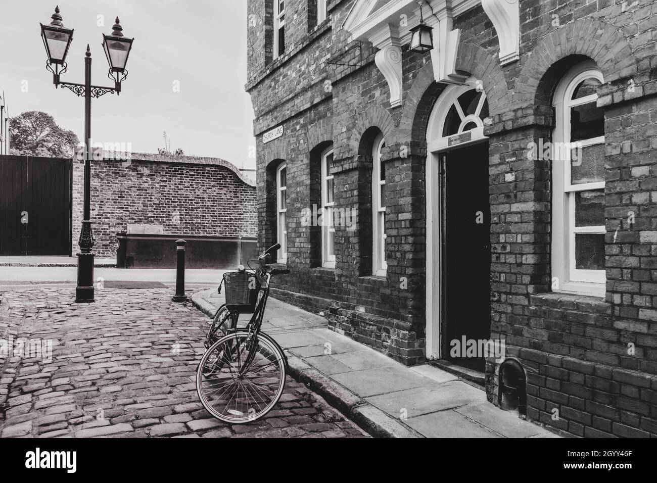 Bicycle in Church Street, Windsor, Berkshire, England Stock Photo