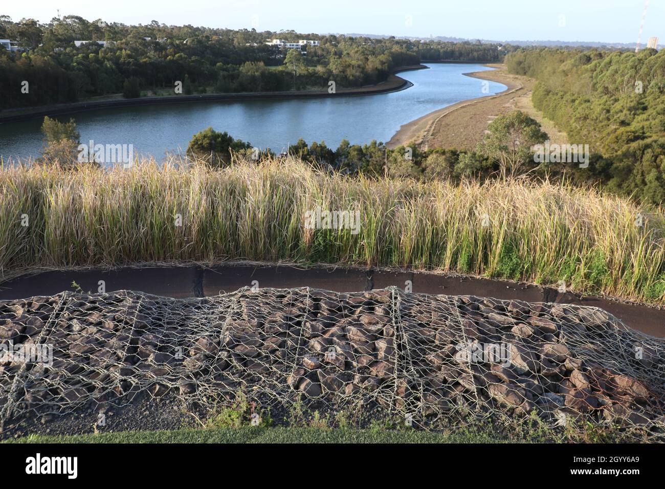 View towards Haslams Creek from on top Haslam’s Marker, Sydney Olympic Park Stock Photo