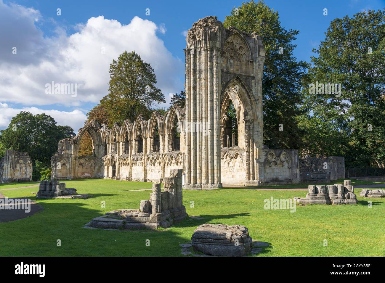 St Marys Abbey, Museum Gardens, York, North Yorkshire, England Stock Photo