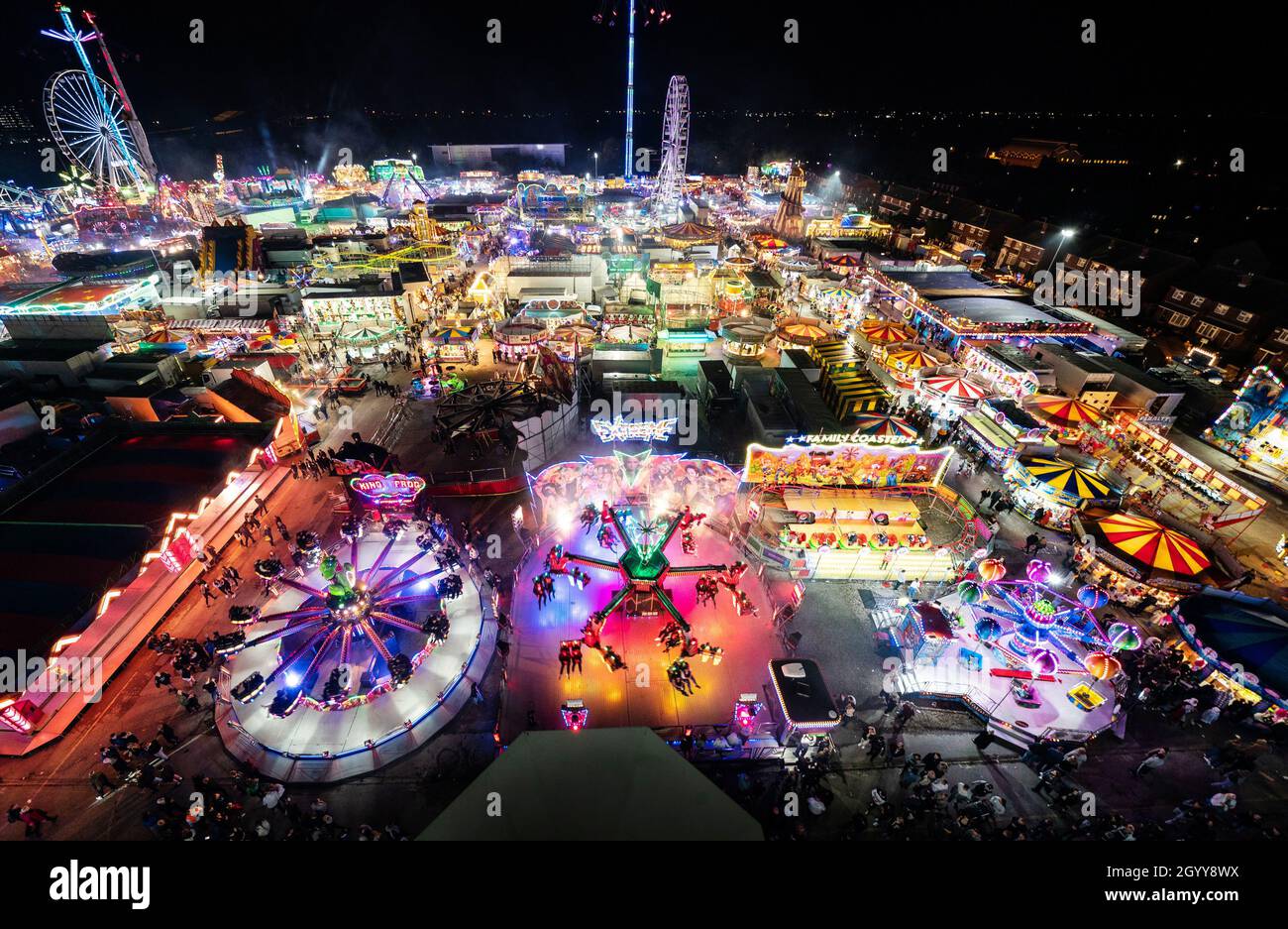 The opening night of The Hull Fair, in Hull, Yorkshire, one of the