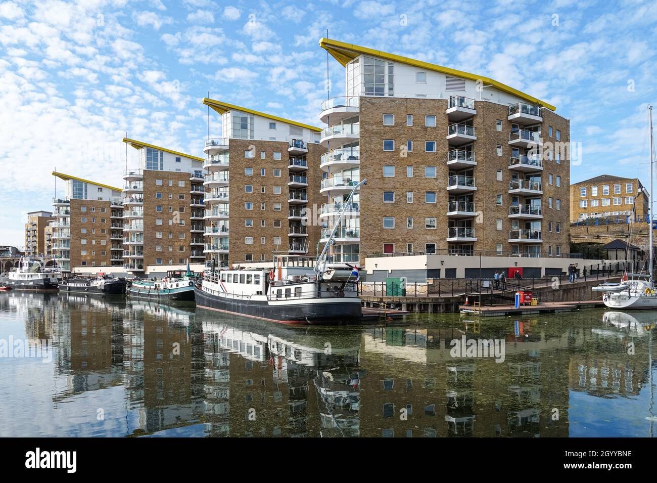Marina Heights, modern residential buildings at Limehouse Basin in London, England United Kingdom UK Stock Photo