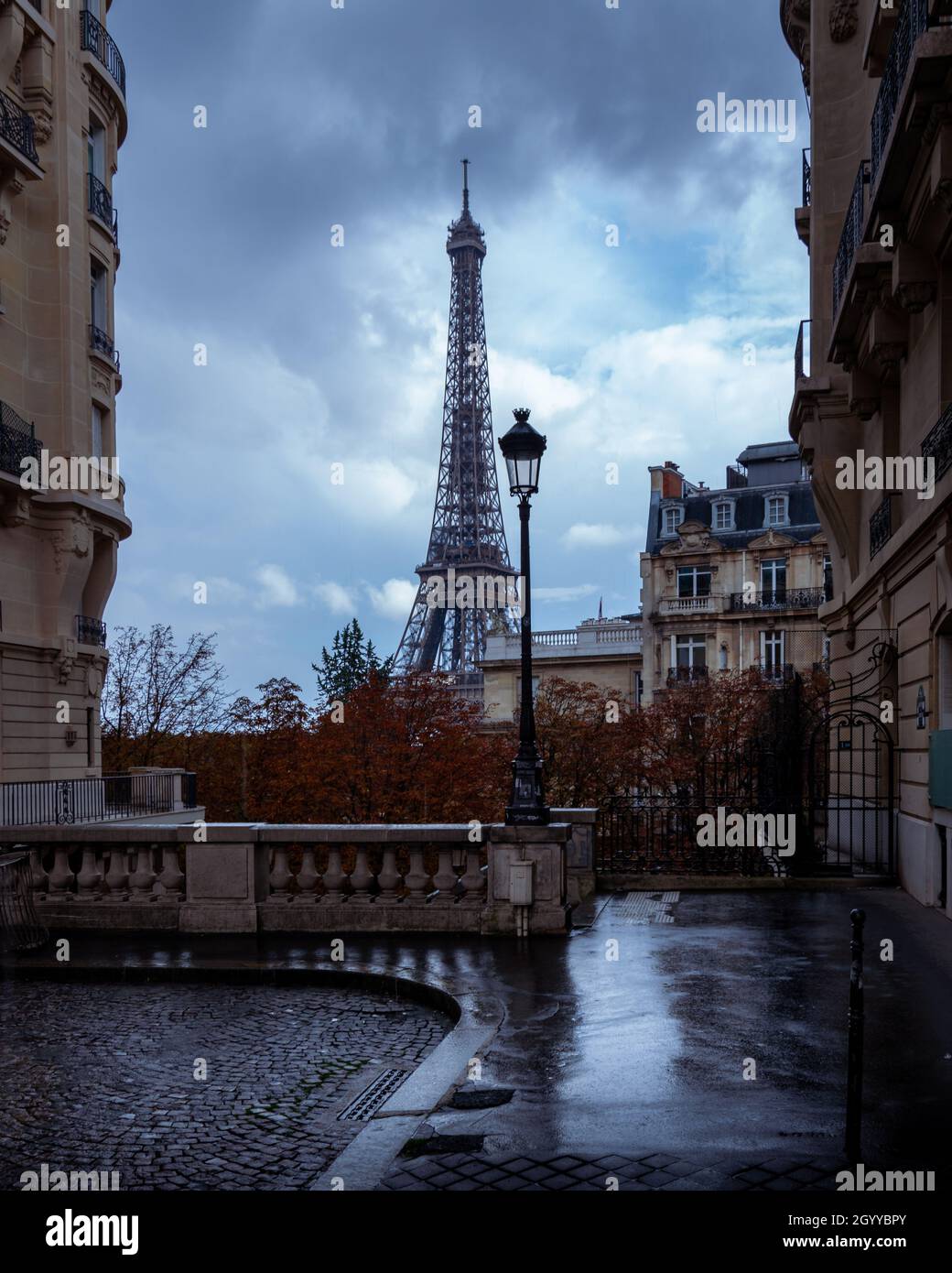 Secret spot in Paris France, Eiffel tower in the background Stock Photo