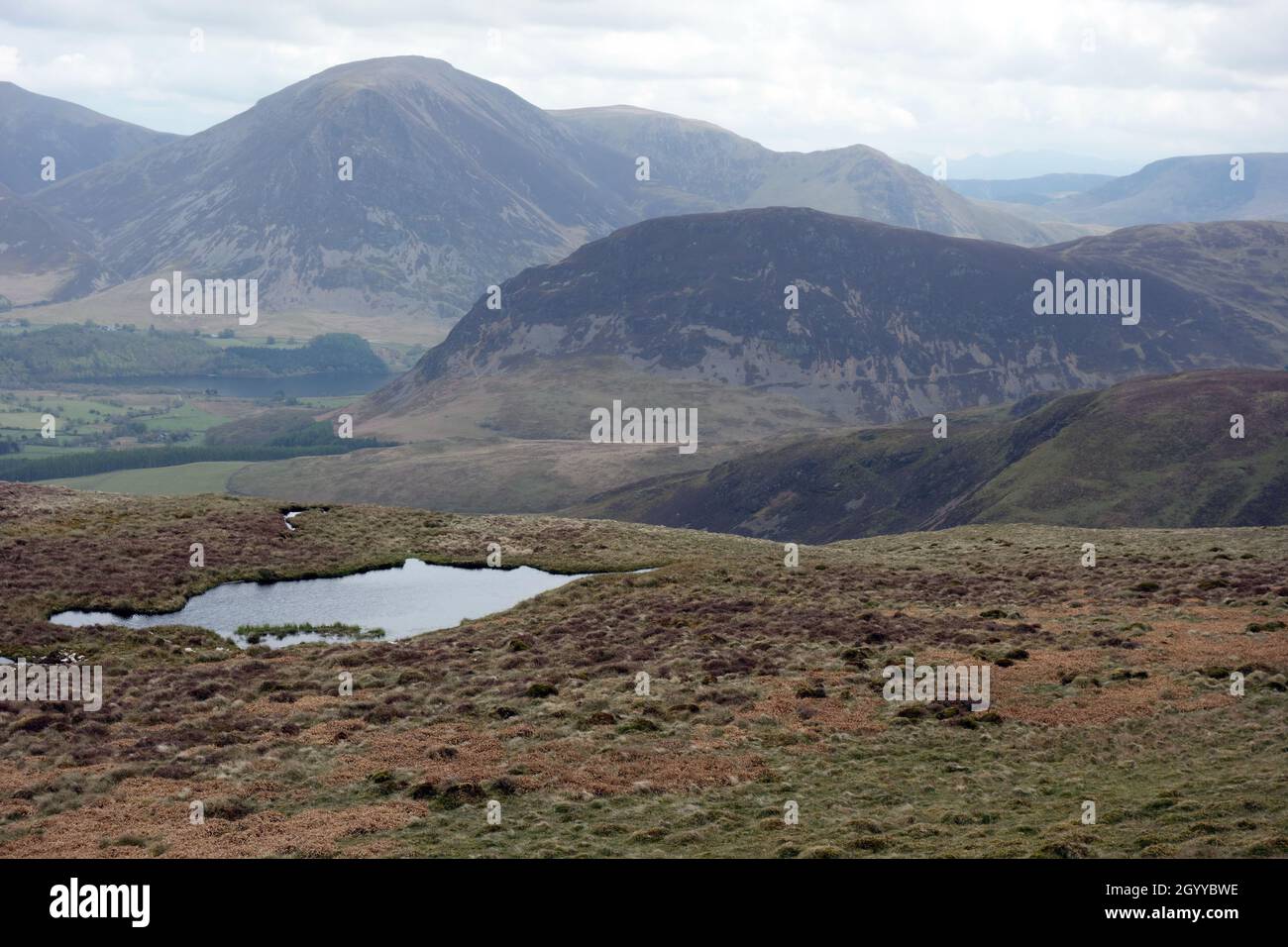 The Wainwrights 'Grasmoor' and Melbreak from the Summit of 'Carling Knott' in the Lake District National Park, Cumbria, England, UK. Stock Photo