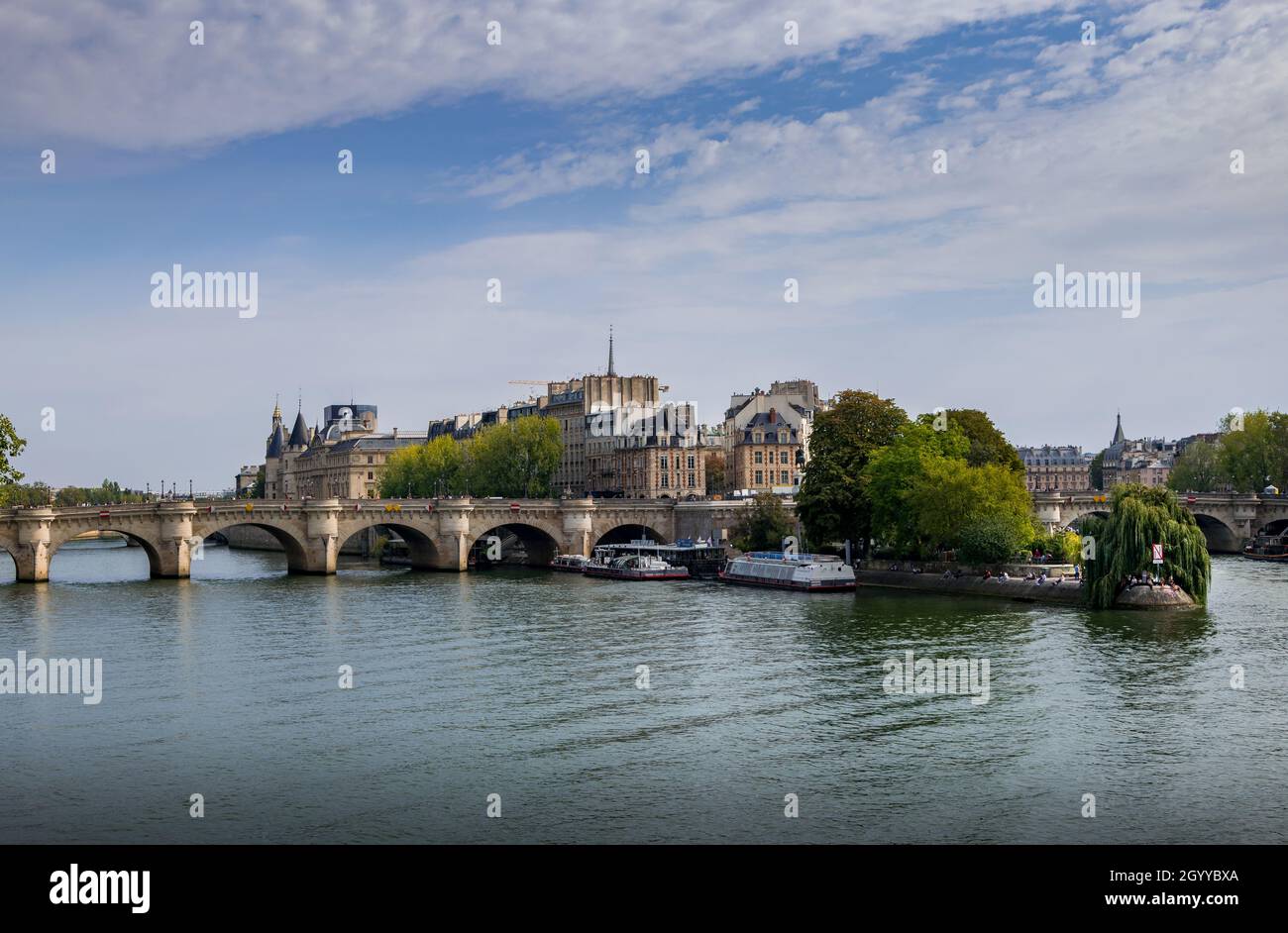 The Pont-Neuf shot from the Pont des Arts Stock Photo