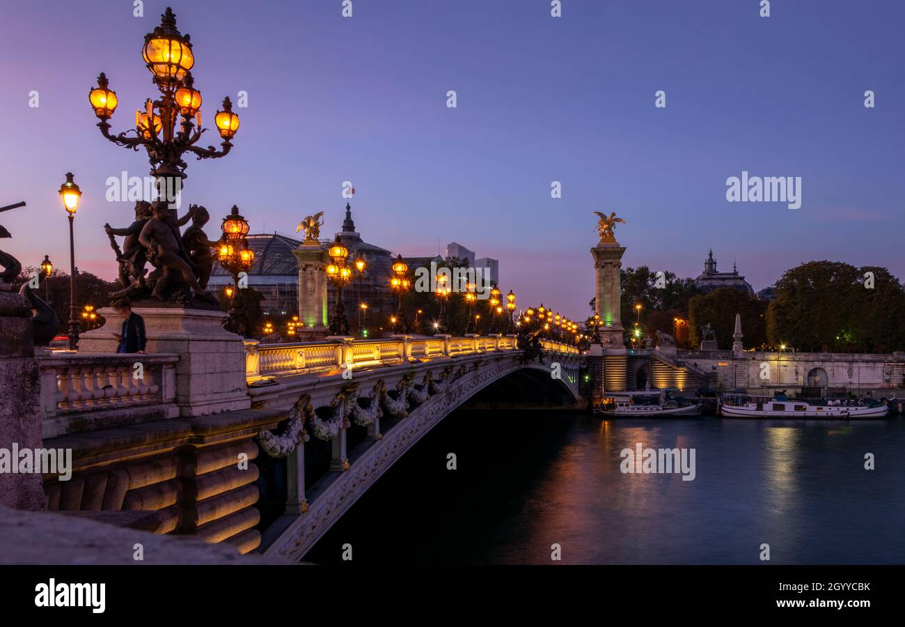 The pont Alexandre III after sunset Stock Photo - Alamy