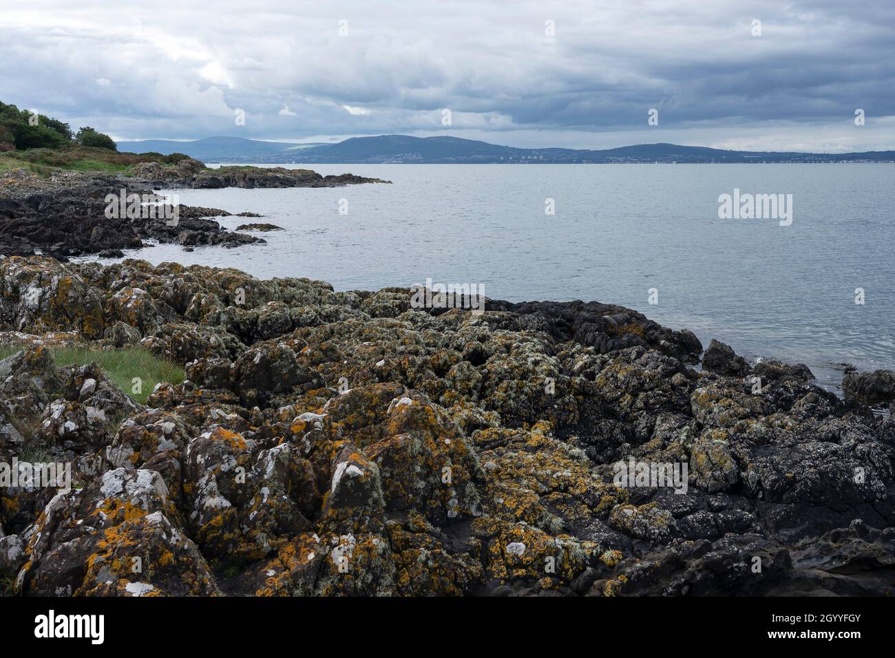 The coastline near Helens Bay on the Bangor to Holywood costal path Northern Ireland Stock Photo
