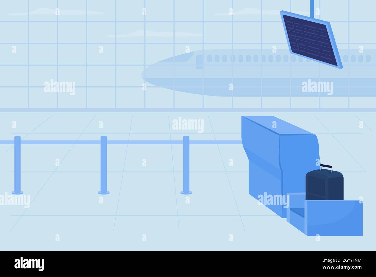 Airport baggage control place flat color vector illustration Stock ...