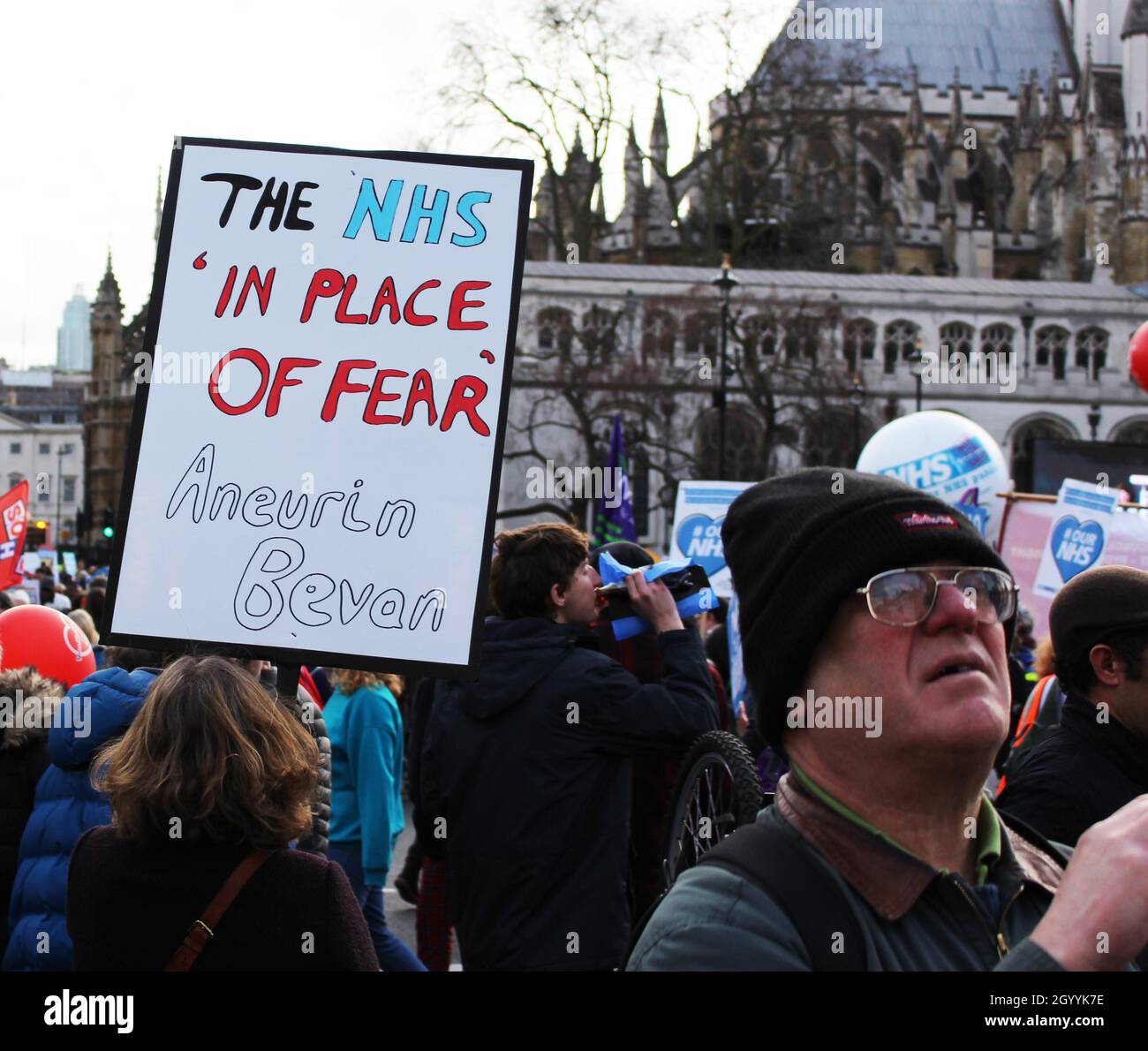 Save Our NHS march and demonstration in London - Mar 2017 Stock Photo