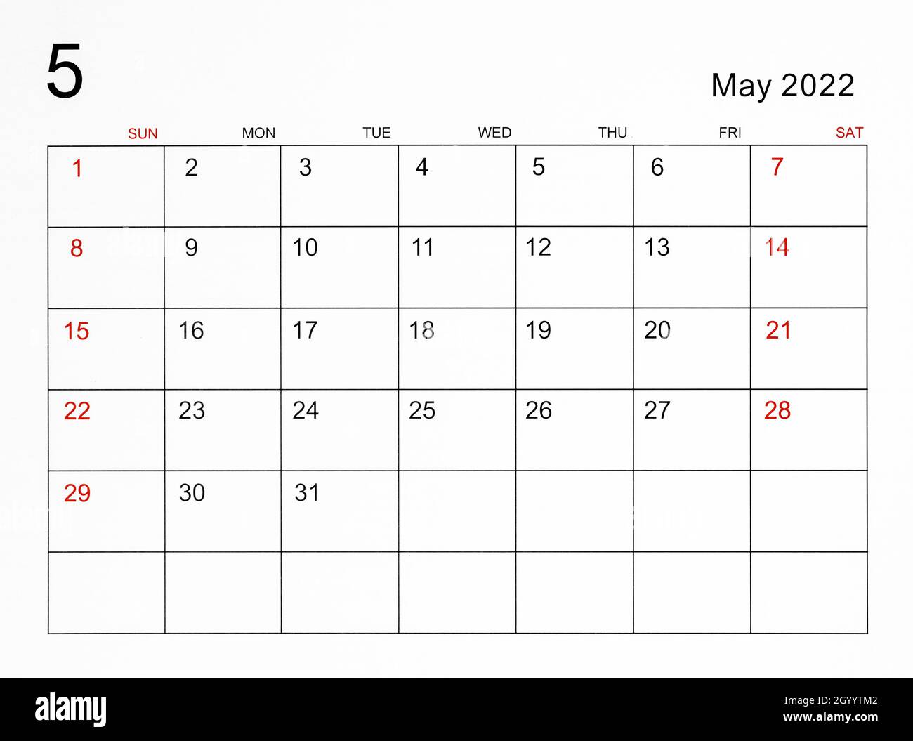 The May 2022 calendar template Stock Photo Alamy