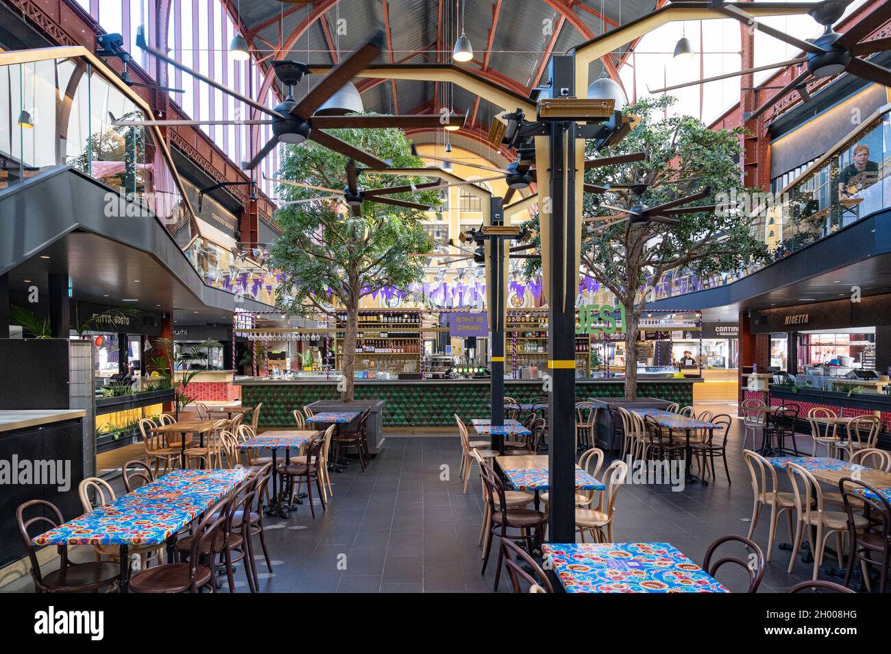 The former train Gare du Sud station has been converted into a food court in Nice, France Stock Photo