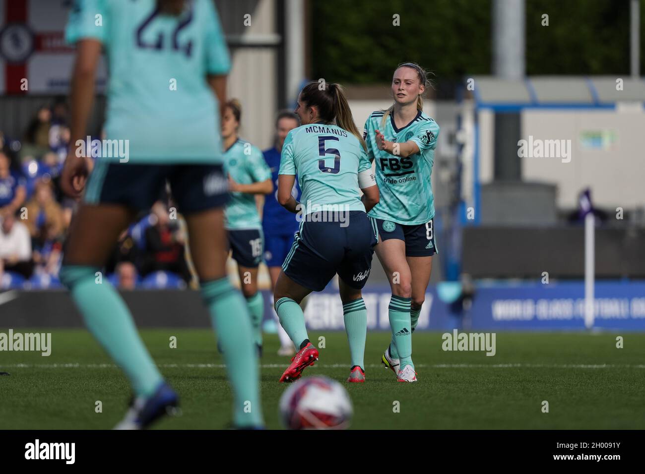 London, UK. 10th Oct, 2021. Barclays FA Womens Super League game between Chelsea and Leicester City at Kingsmeadow in London, England. Credit: SPP Sport Press Photo. /Alamy Live News Stock Photo