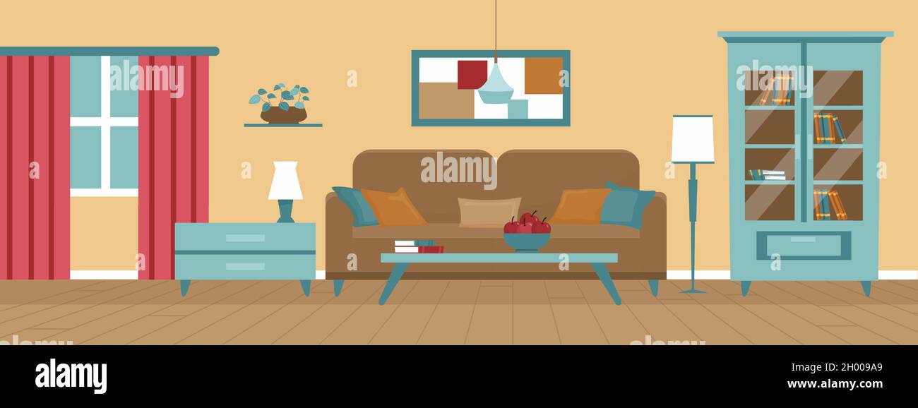 Vector of a living room interior Stock Vector Image & Art - Alamy