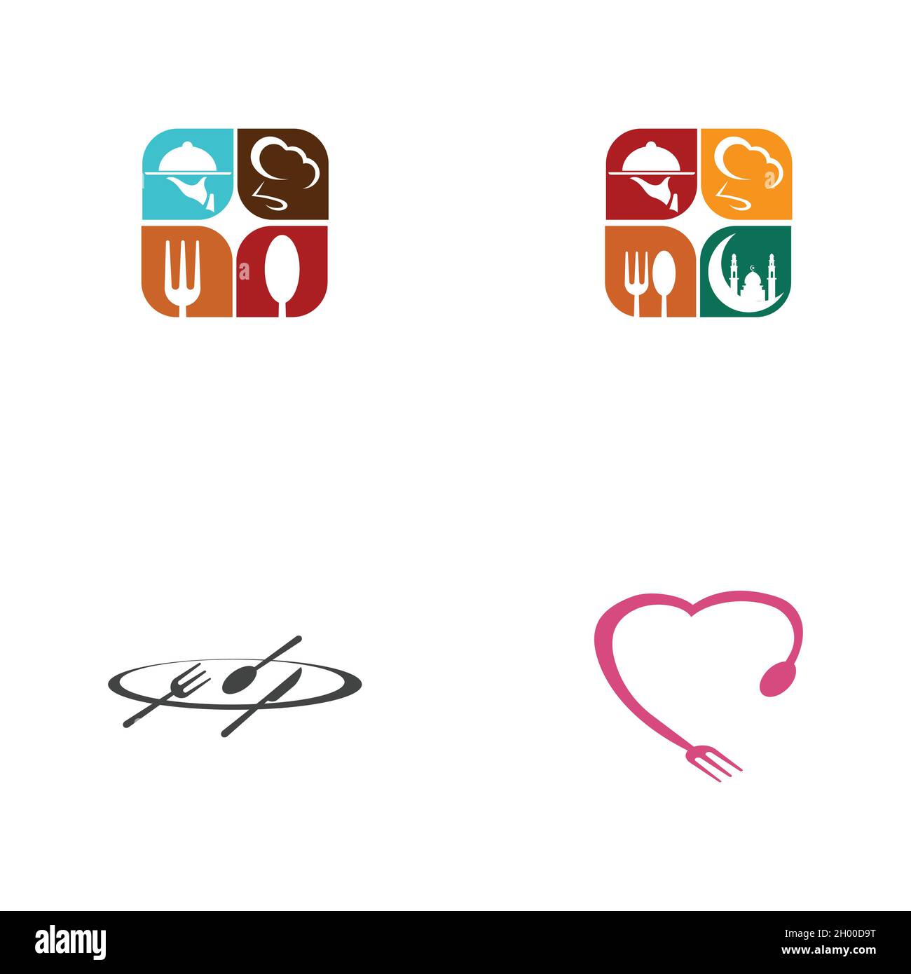 restaurant logo set vector illustration design template Stock Vector