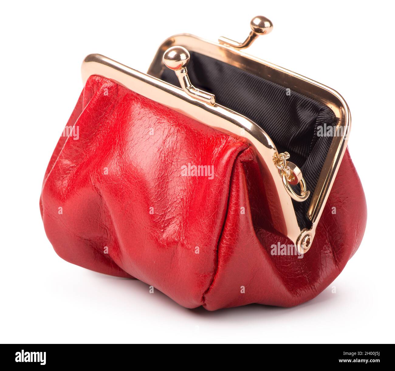 Red leather purse isolated on white background Stock Photo