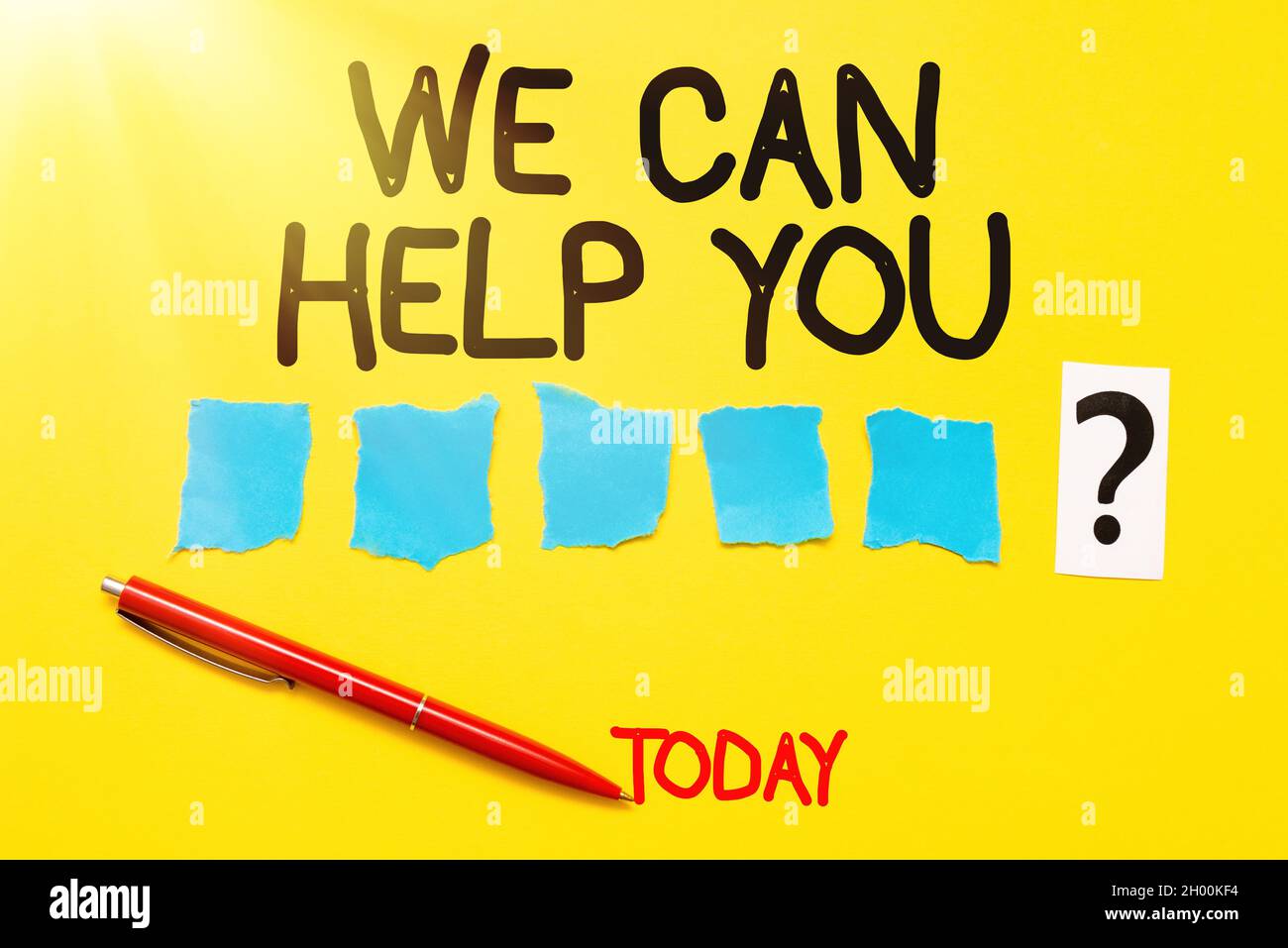 Hand writing sign We Can Help You. Word Written on offering good ...