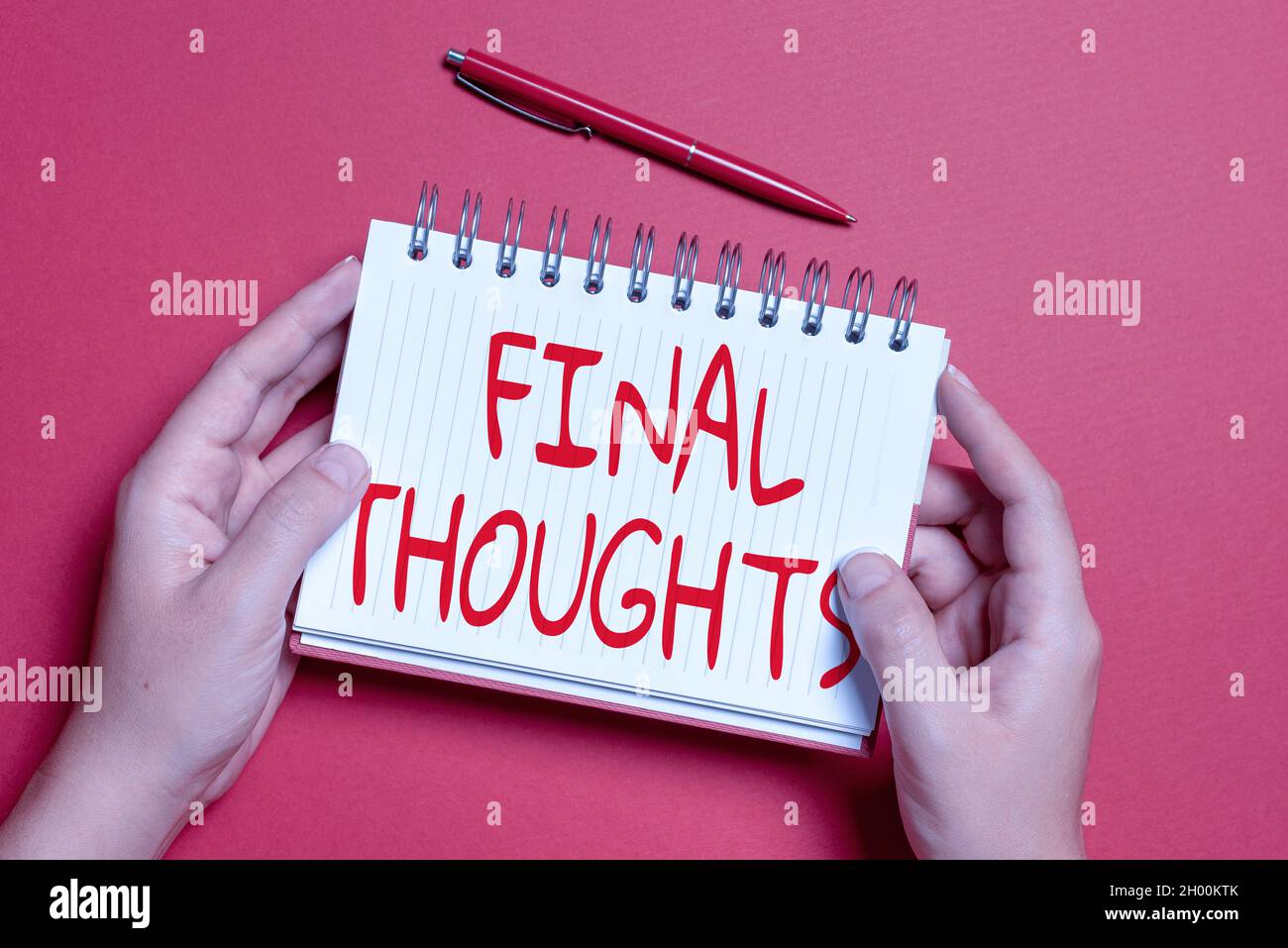 Hand writing sign Final Thoughts. Business overview the conclusion or