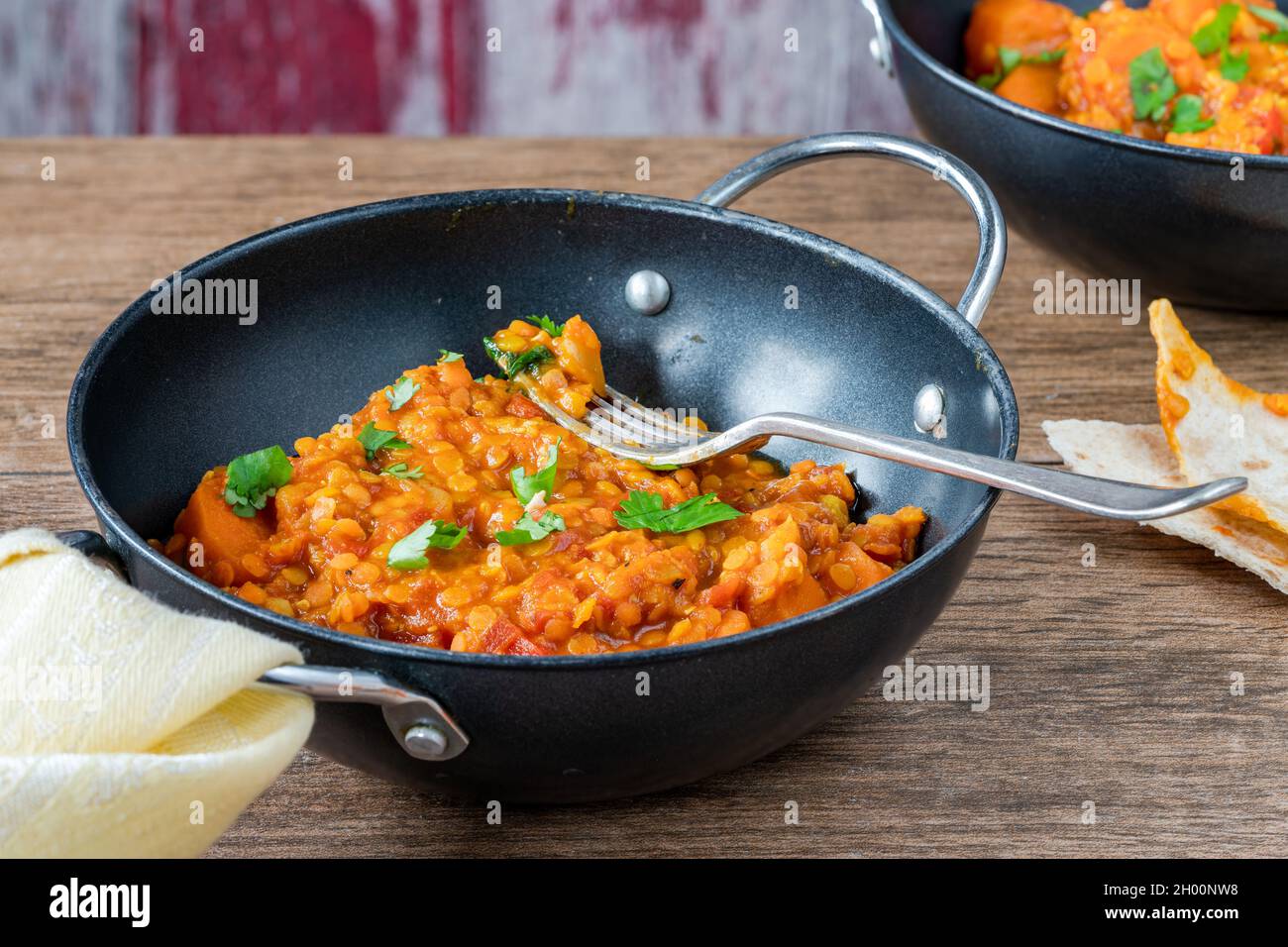 Indian vegetarian red lentil dhal curry Stock Photo - Alamy
