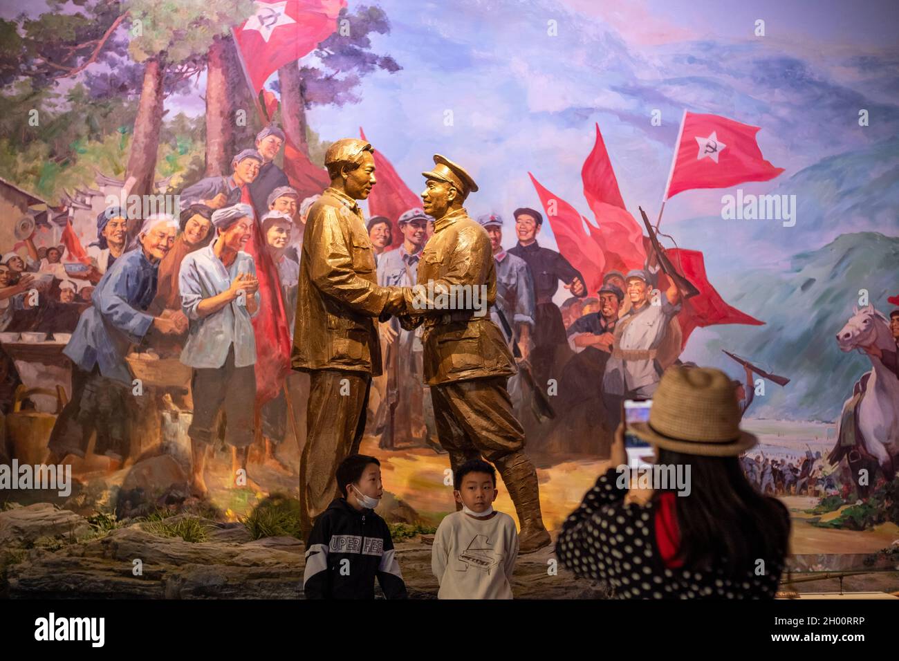 Chinese visit the Museum of the Communist Party of China in Beijing. 08-Oct-2021 Stock Photo
