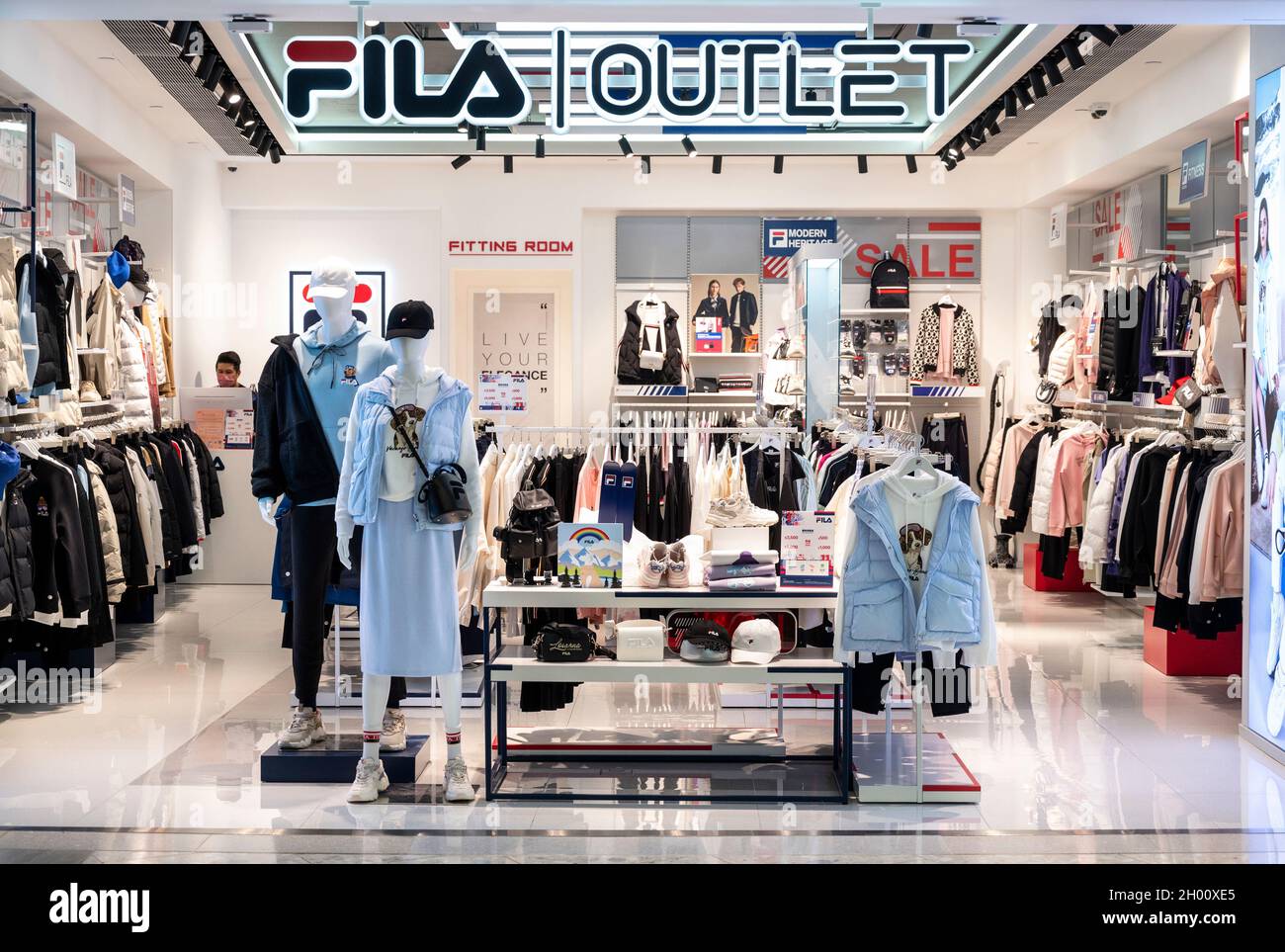 Hong Kong, China. 1st Oct, 2021. Italian sporting goods brand Fila outlet  store in Hong Kong. (Credit Image: © Budrul Chukrut/SOPA Images via ZUMA  Press Wire Stock Photo - Alamy